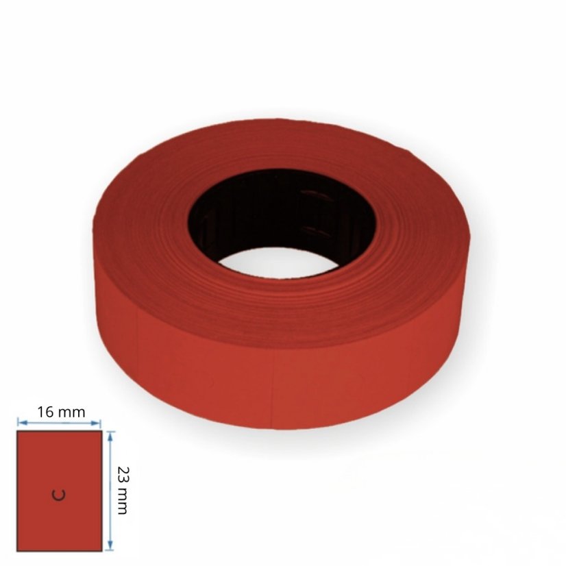 Motex etikety na kotúči – červená, 16 × 23 mm