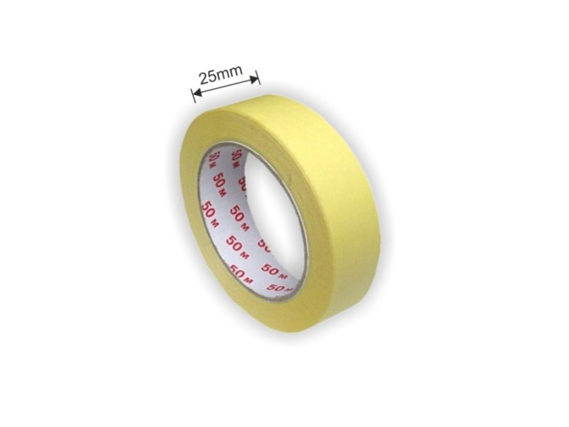 Krepová páska 25 mm × 50 m – maliarska – rolka so šírkou 25 mm