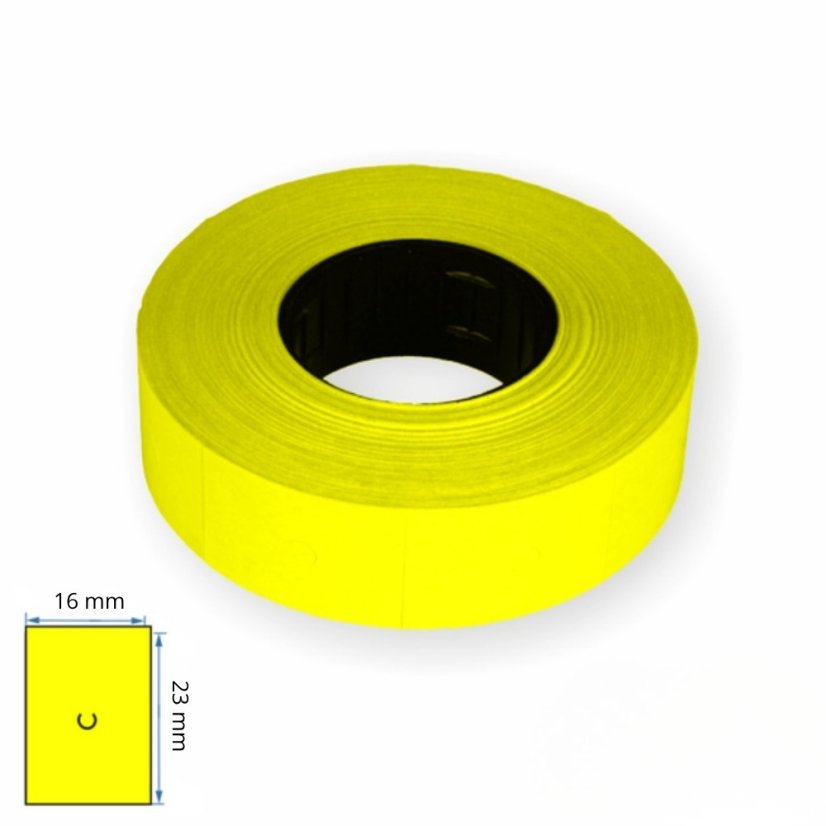 Motex etikety na kotúči – žltá, 16 × 23 mm