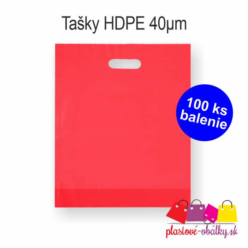 Tašky HDPE C-výsek 30 × 35 cm, 60 µm, 100 ks – červená