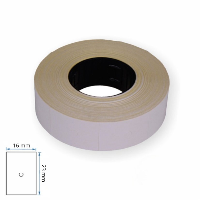 Motex etikety na kotúči – biela, 16 × 23 mm