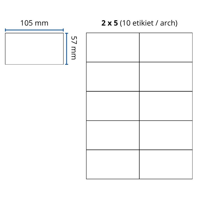 Print etikety, balenie 100 ks – 105x57 mm 100ks bal 10ks/hárok extra lepidlo