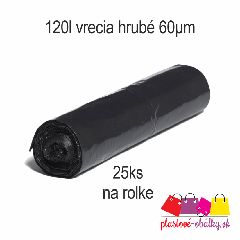 Vrecia na odpad 120 L ŠTANDARD, 60 µm – čierna