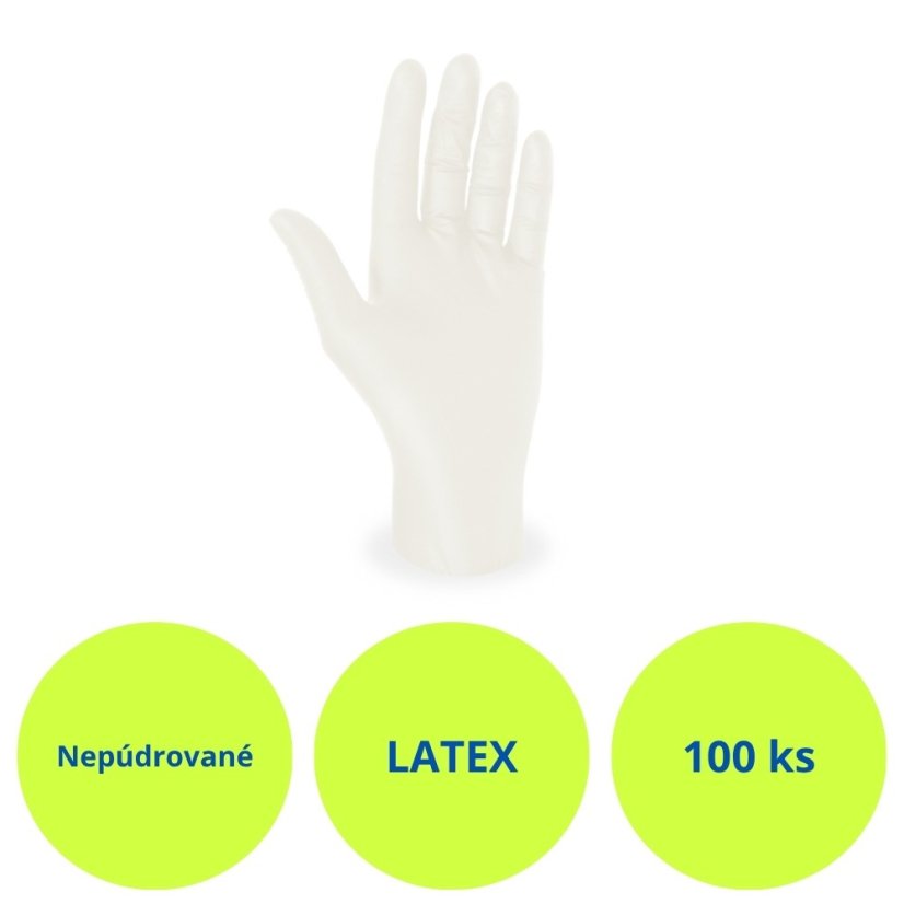 Latexové rukavice nepúdrované – detail