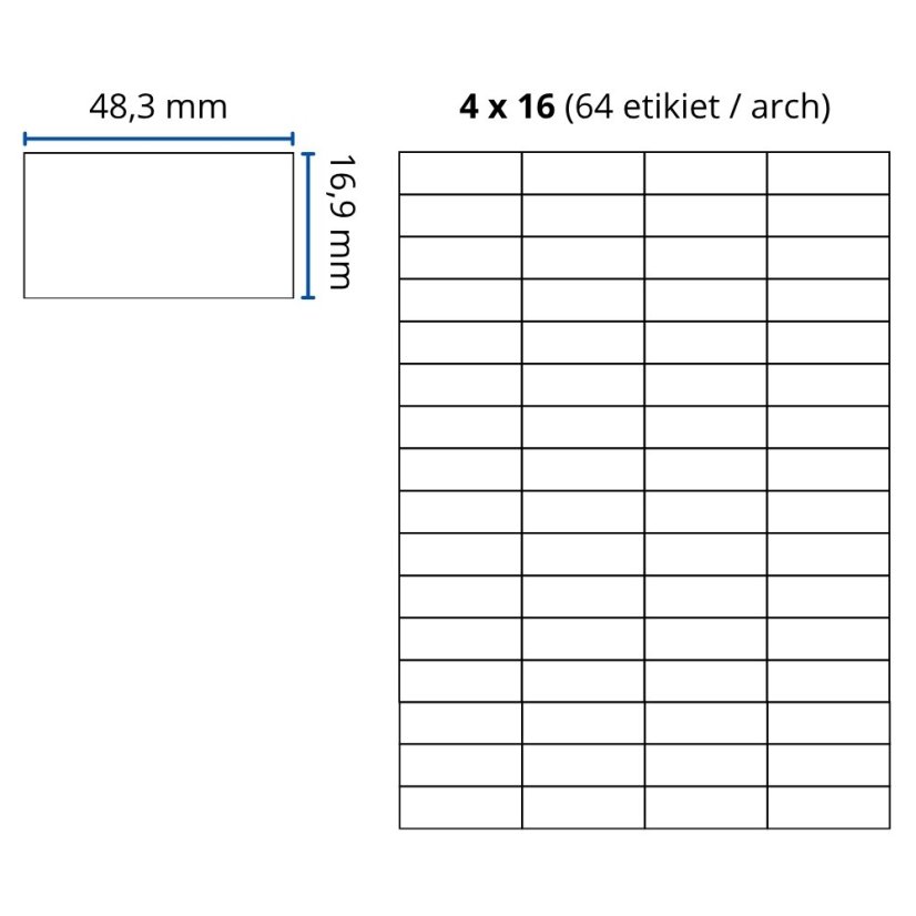 Print etikety, balenie 100 ks – 48,3x16,9 mm 100ks bal 64ks/hárok extra lepidlo