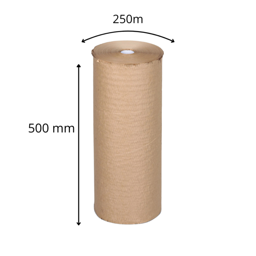 Papierová výplň activaWrap 395 a 500 mm, hnedá – hnedá rolka 500 mm × 250 m