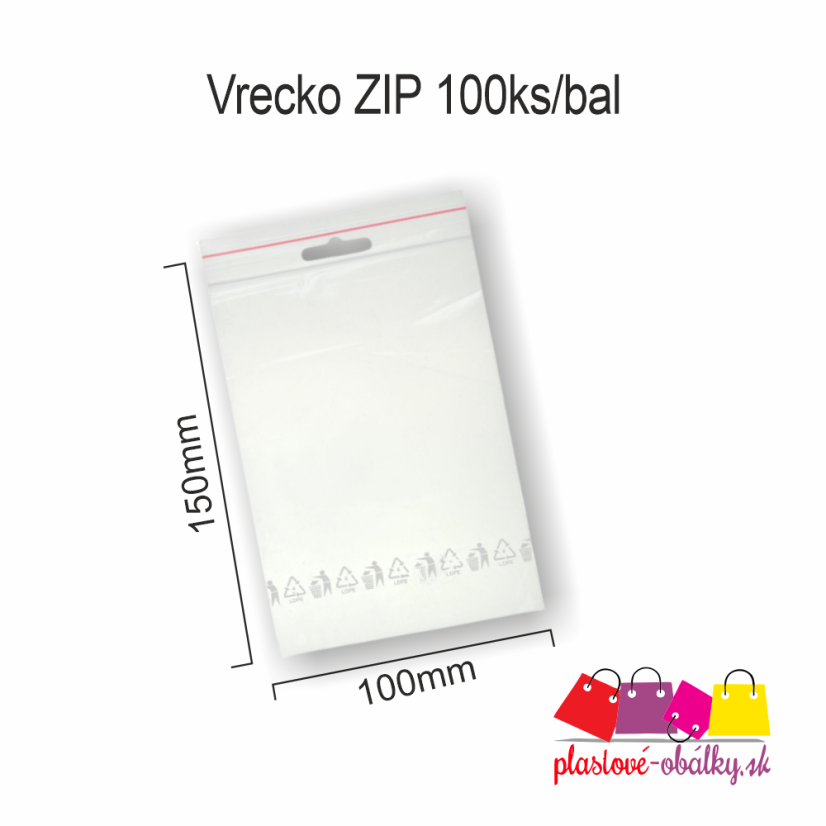 ZIP vrecká rýchlouzatváracie, 100 ks – rozmer 100 × 150 mm