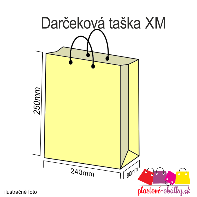 Darčekové tašky – rozmerový nákres veľkosti XM
