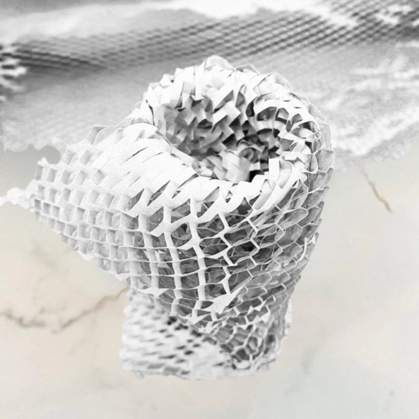 Papierová výplň activaWrap 80 g, biela – 395 / 500 mm × 250 m – detail voštinovej štruktúry