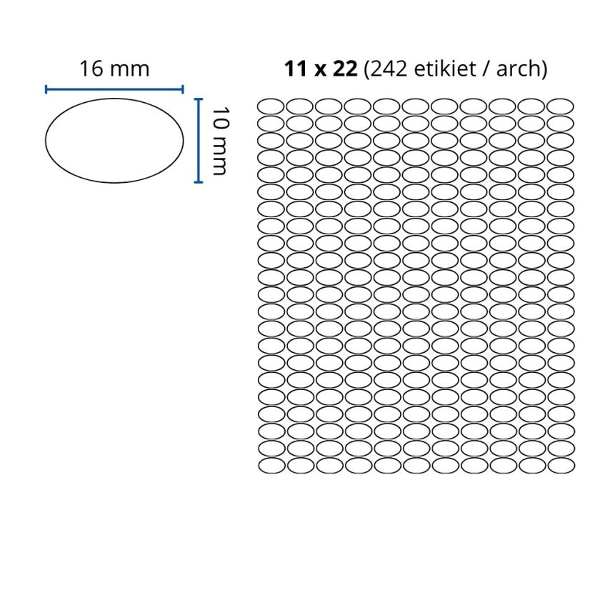 Print etikety, balenie 100 ks – 16x10 oblá 100ks bal 242ks/hárok extra lepidlo