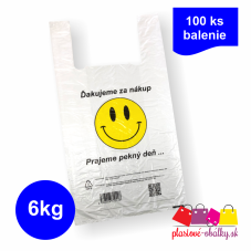 Tašky 6 kg s potlačou Ďakujeme, 12 µm – detail potlače so smajlíkom