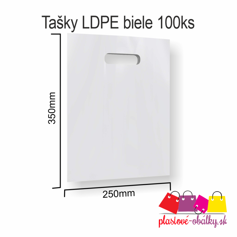 Tašky LDPE s C-výsekom, balenie 100 ks – biela