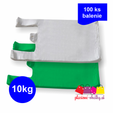 Tašky 10 kg blokované, blok 100 ks – biela a zelená taška, 10 kg