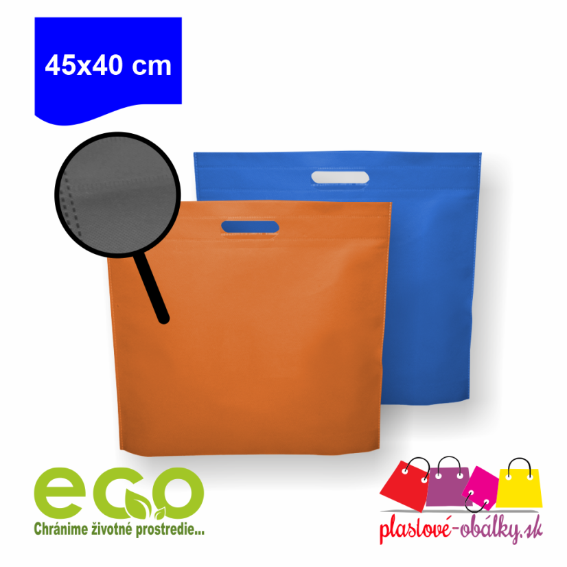 Taška z netkanej textílie 45 × 40 cm, 80 g/m² – oranžová a modrá taška