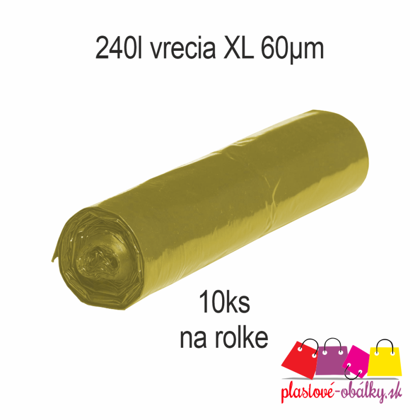 XL vrecia na odpad 240 L farebné, rolované – žltá
