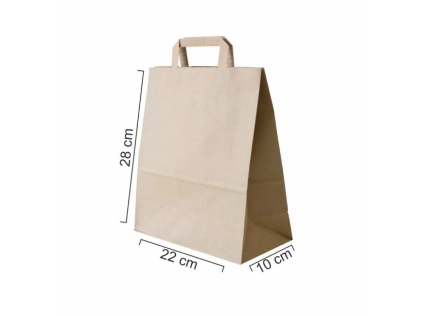 Papierová taška hnedá 22 × 10 × 28 cm – kartón 250 ks
