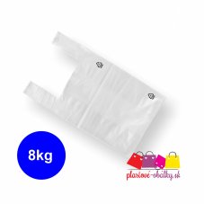 Tašky HDPE 8 kg, 12 µm, blok 100 ks – biela taška s odznakom 8 kg