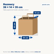 Papierové tašky hnedé s plochým uchom – rozmer 26 × 14 × 35 cm Papierové tašky hnedé s plochým uchom – rozmer 26 × 14 × 35 cm