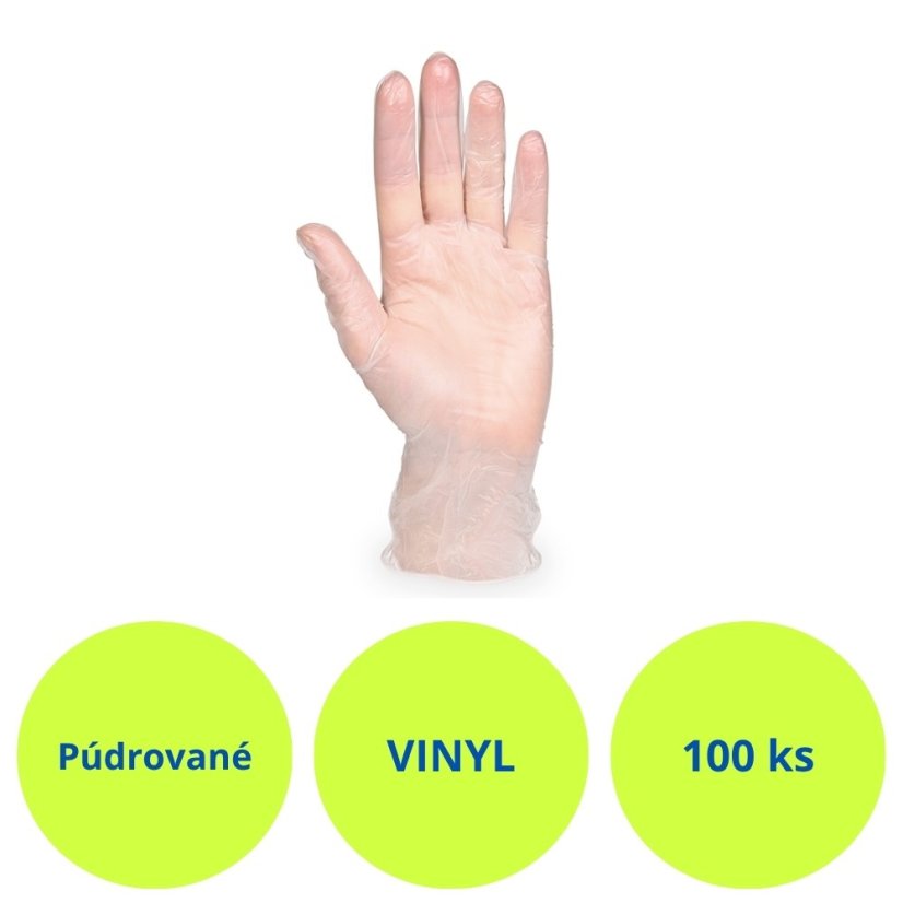 Vinylové rukavice púdrované – púdrované detail