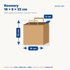 Papierové tašky hnedé s plochým uchom – rozmer 18 × 8 × 22 cm – záber 2 Papierové tašky hnedé s plochým uchom – rozmer 18 × 8 × 22 cm – záber 2