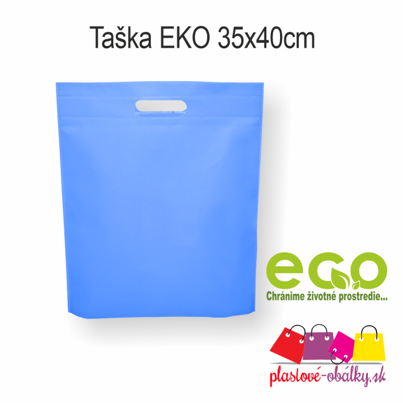 Taška z netkanej textílie 35 × 40 × 8 cm, 80 g/m² – modrá