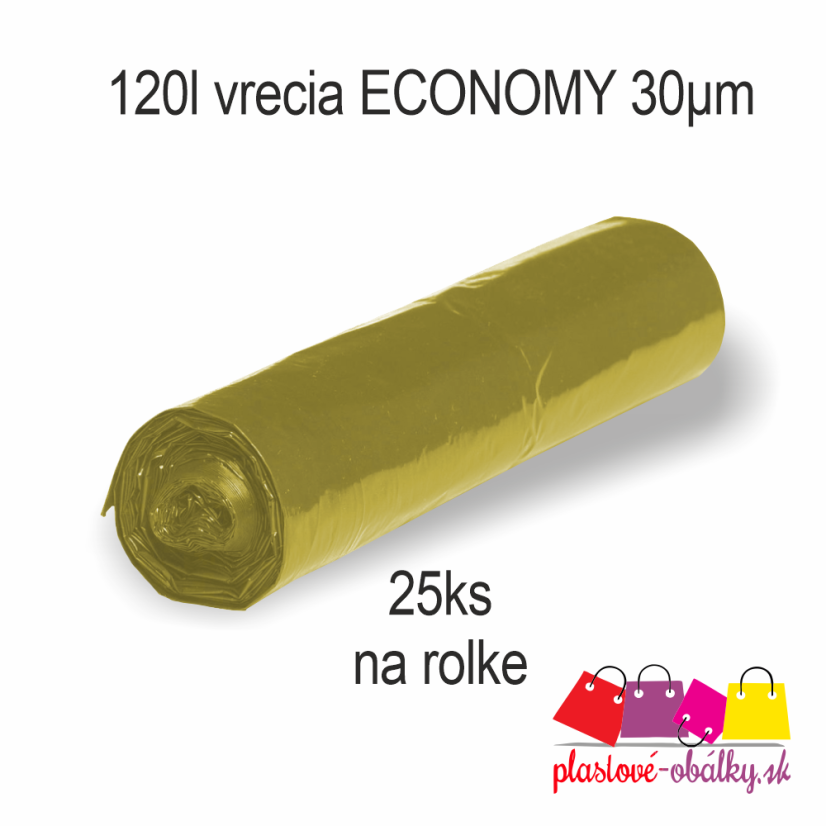 Vrecia na odpad 120 L ECONOMY, 30 µm – žltá