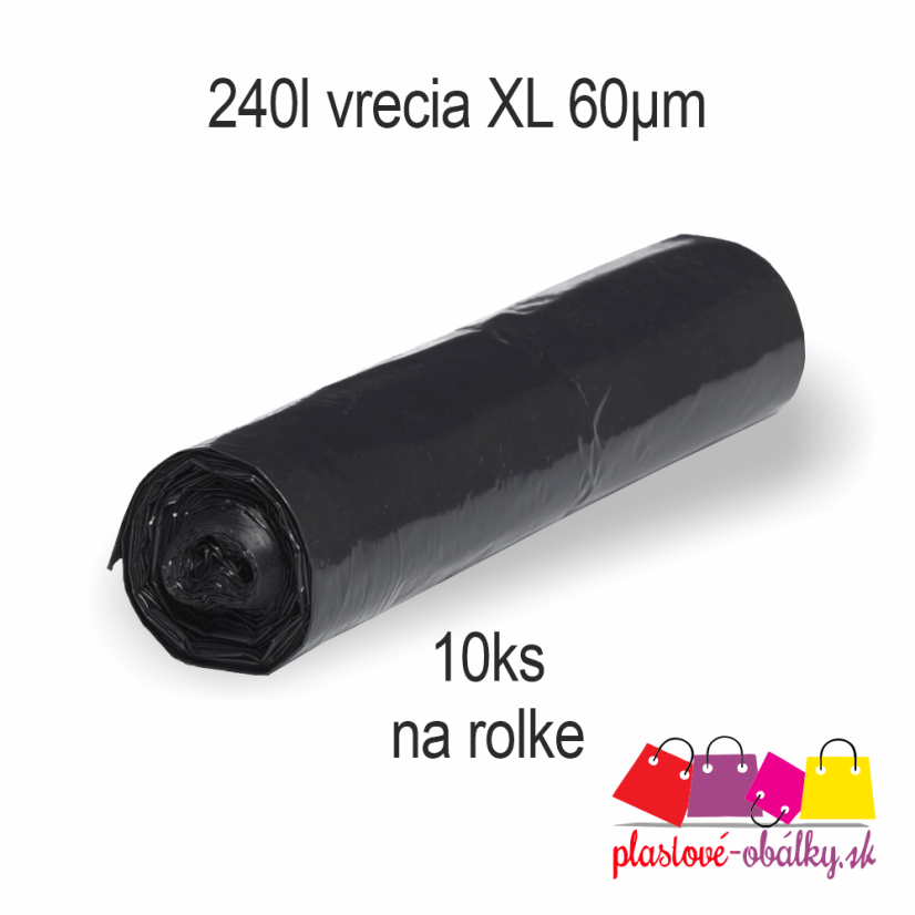 XL vrecia na odpad 240 L farebné, rolované – čierna