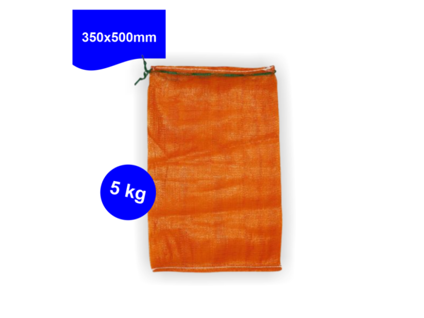 Rašlové vrecia sieťové 35 × 50 cm, nosnosť 5 kg – oranžová