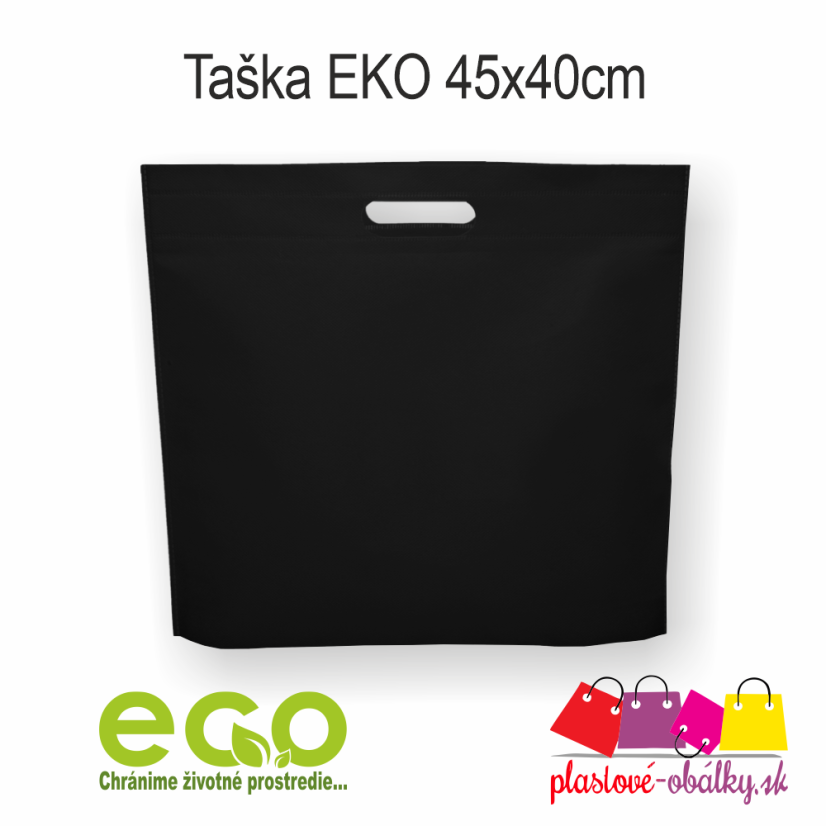 Taška z netkanej textílie 45 × 40 cm, 80 g/m² – čierna