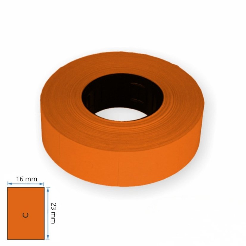 Motex etikety na kotúči – oranžová, 16 × 23 mm