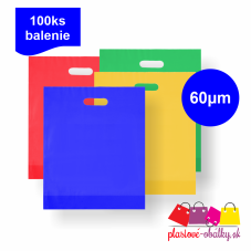 Tašky HDPE C-výsek 30 × 35 cm, 60 µm, 100 ks – farebné tašky s C-výsekom Tašky HDPE C-výsek 30 × 35 cm, 60 µm, 100 ks – farebné tašky s C-výsekom