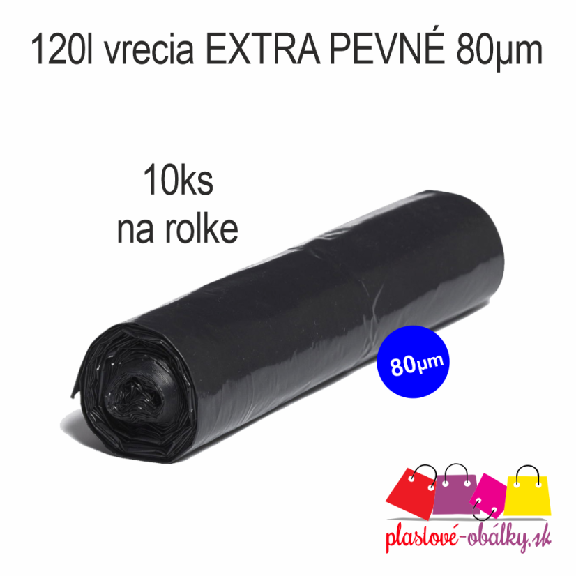 Vrecia na odpad 120 L EXTRA hrubé, čierne – záber 2
