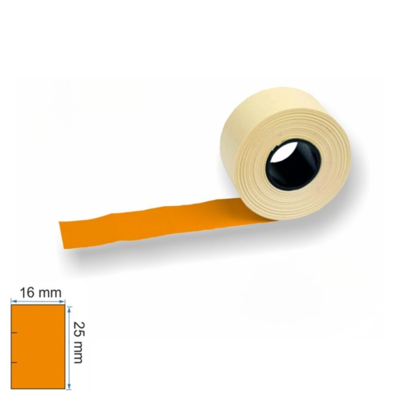 Contact etikety na kotúči – 25x16 oranžové hranaté