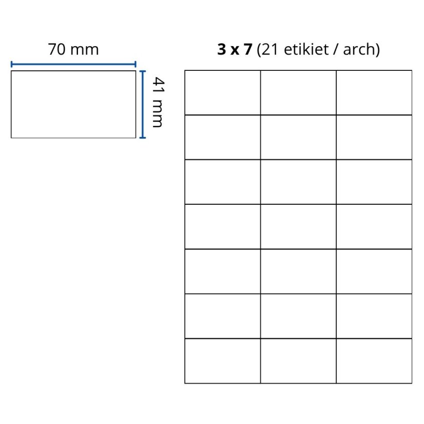 Print etikety, balenie 100 ks – 70x41 mm 100ks bal 21ks/hárok extra lepidlo
