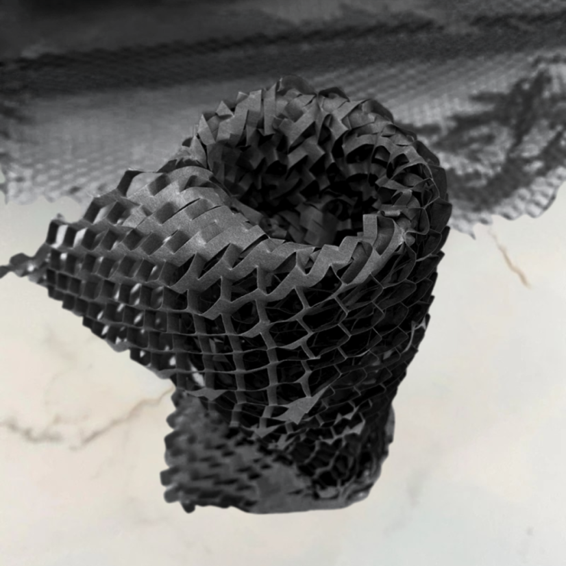 Papierová výplň activaWrap 80 g, čierna – 395 / 500 mm × 250 m – detail čiernej štruktúry