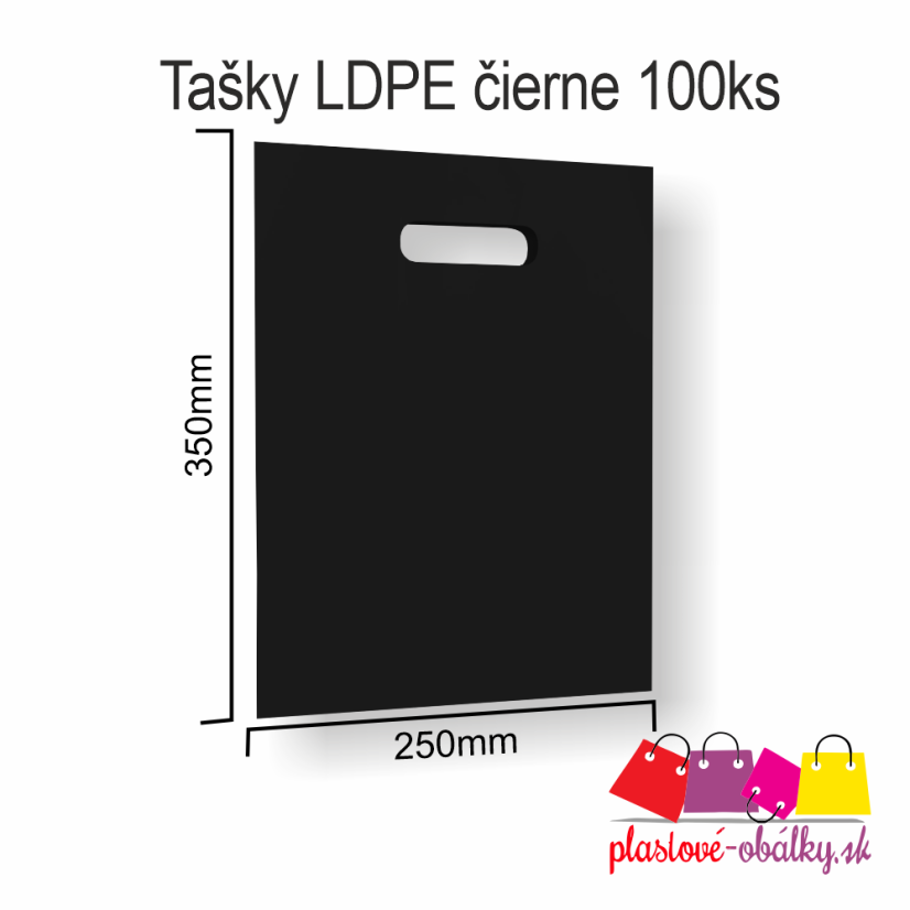 Tašky LDPE s C-výsekom, balenie 100 ks – čierna – záber 2