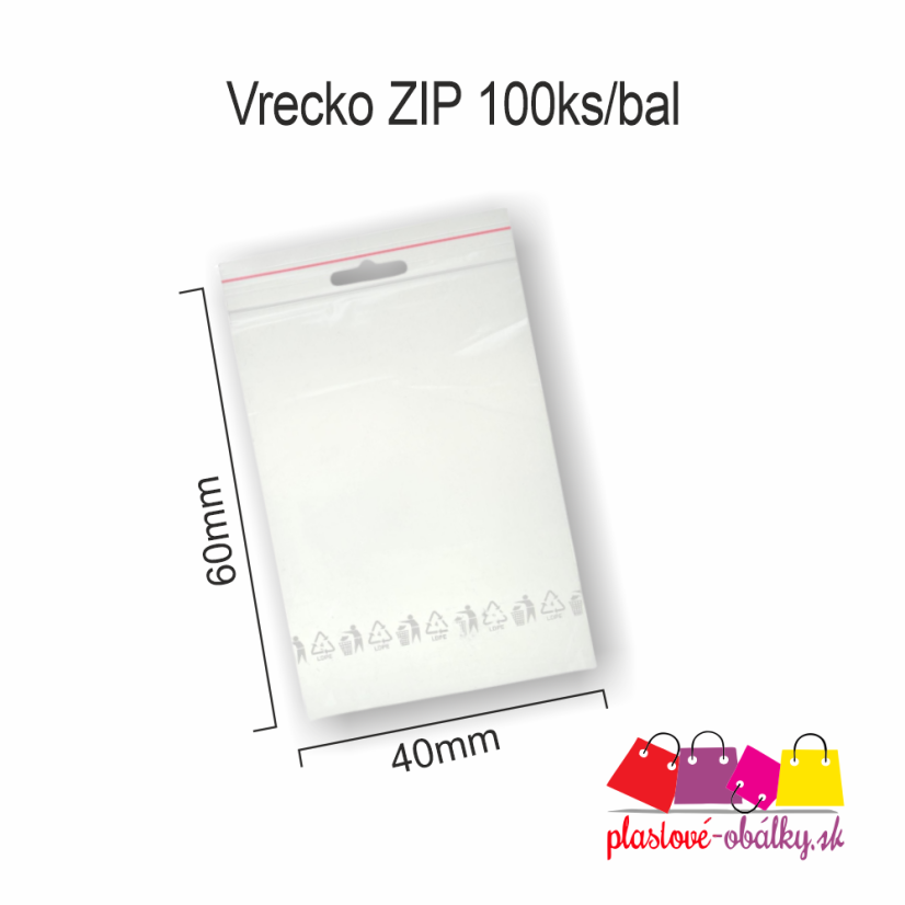ZIP vrecká rýchlouzatváracie, 100 ks – rozmer 40 × 60 mm