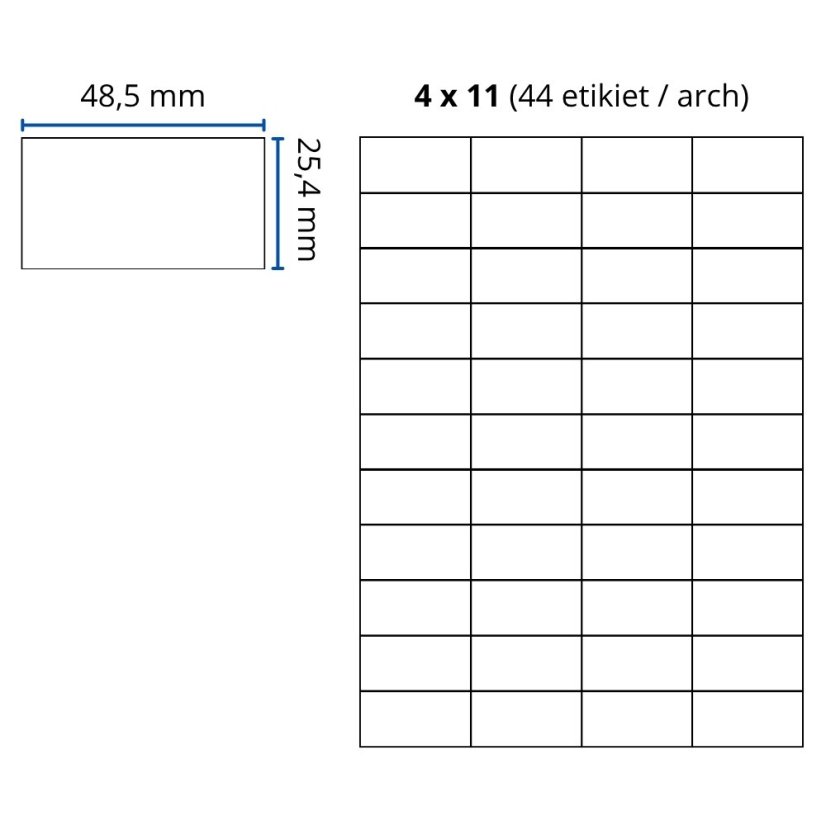 Print etikety, balenie 100 ks – 48,5x25,4 mm 100ks bal 40ks/hárok extra lepidlo