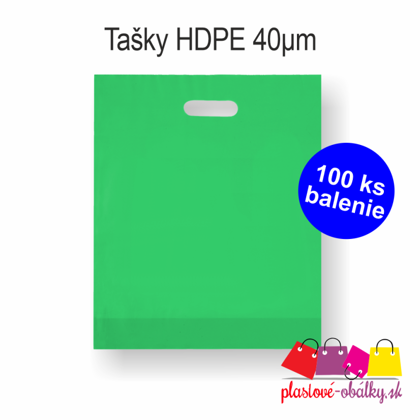 Tašky HDPE C-výsek 30 × 35 cm, 60 µm, 100 ks – zelená