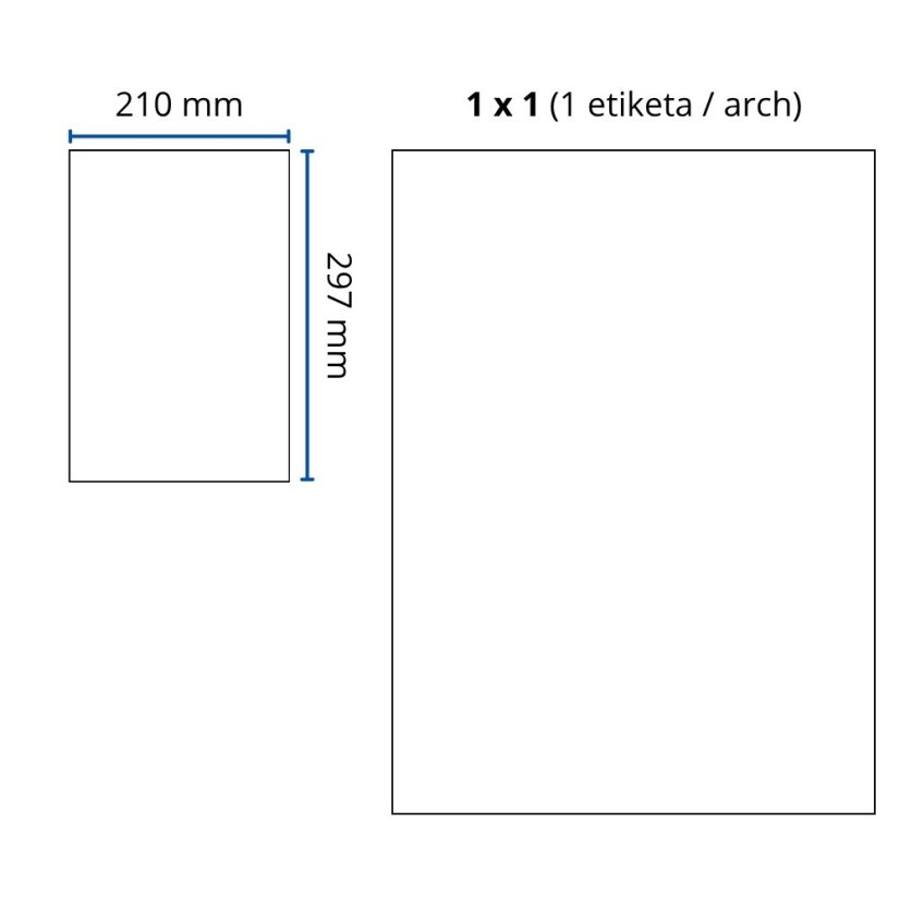 Print etikety, balenie 100 ks – etiketa 210x297 A4 1ks/hárok extra lepidlo
