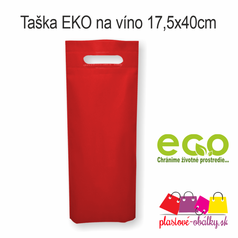 Taška na víno z netkanej textílie 17,5 × 40 × 8 cm – červená