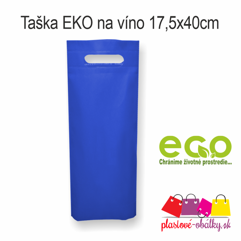 Taška na víno z netkanej textílie 17,5 × 40 × 8 cm – modrá