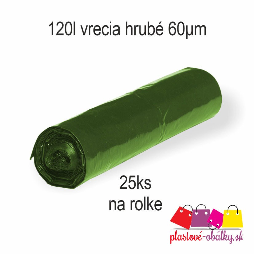 Vrecia na odpad 120 L ŠTANDARD, 60 µm – zelená