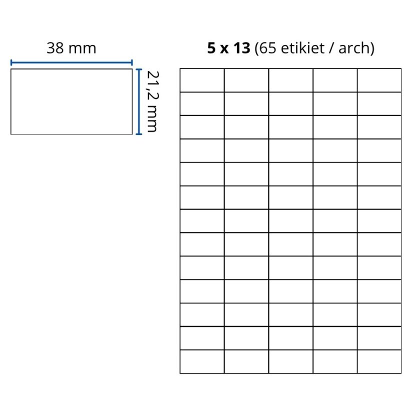 Print etikety, balenie 100 ks – 38,1x21,2 mm 100ks bal 65ks/hárok extra lepidlo