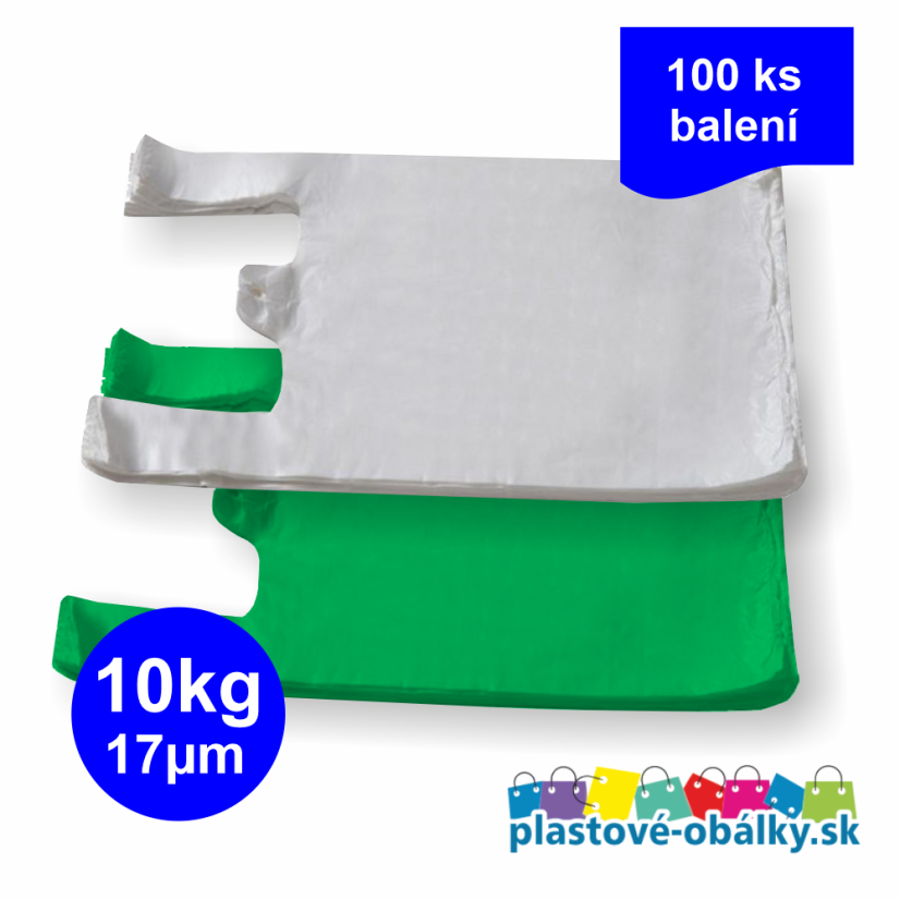 Tašky HDPE 10 kg farebné extra silné – biela a zelená taška