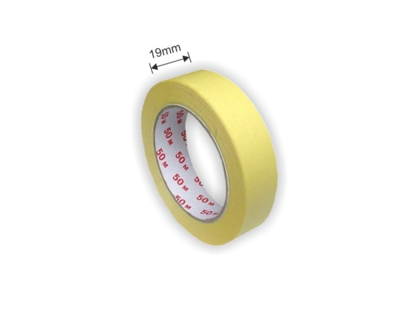 Krepová páska 19 mm × 50 m – maliarska – rolka so šírkou 19 mm