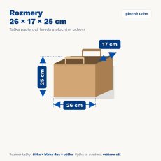 Papierové tašky hnedé s plochým uchom – rozmer 26 × 17 × 25 cm Papierové tašky hnedé s plochým uchom – rozmer 26 × 17 × 25 cm