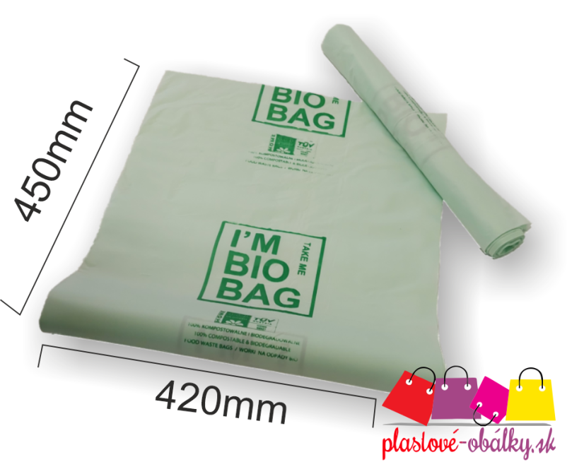 Bio vrecia do koša 10 L, 14 µm, rolka 25 ks – rozmer 420 × 450 mm