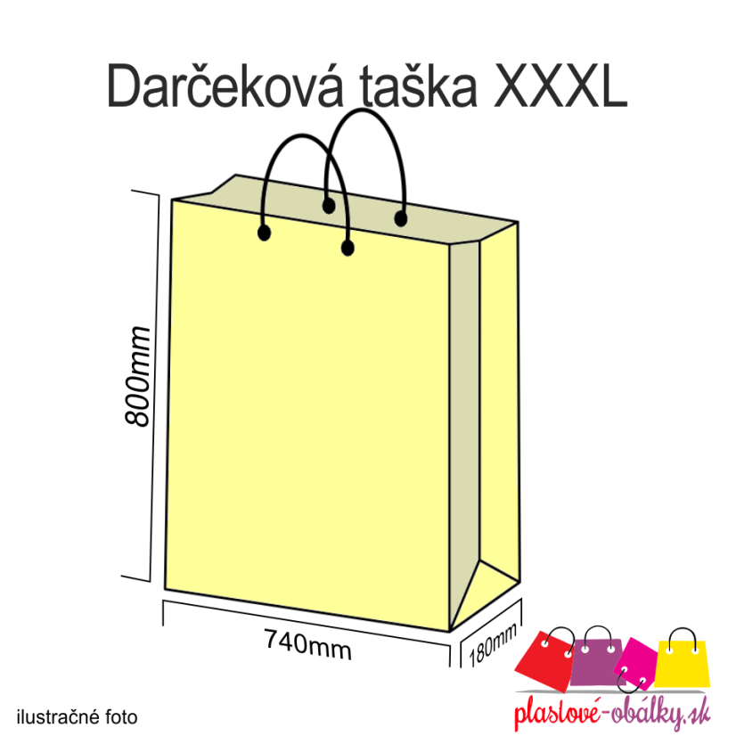 Darčekové tašky – rozmerový nákres veľkosti XXXL